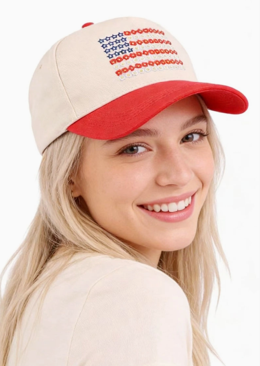 American Flag Floral Hat | KiCam Boutique